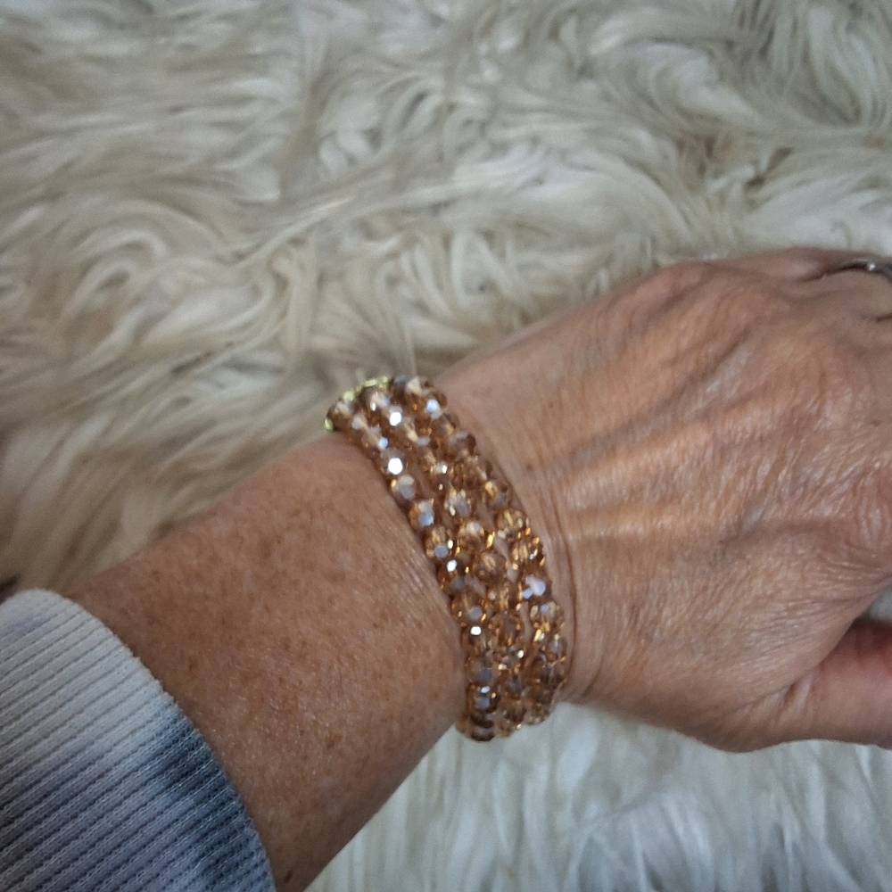 Heidi Daus Champagne Crystal Art Deco Style Necklace And Bracelet - Picture 5 of 16